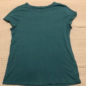 LOFT Green Fitted Cap Sleeve T-Shirt